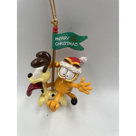 Vintage Garfield Odie Trim A Tree Christmas Ornament Figure Merry Go Round - Picture 2 of 6